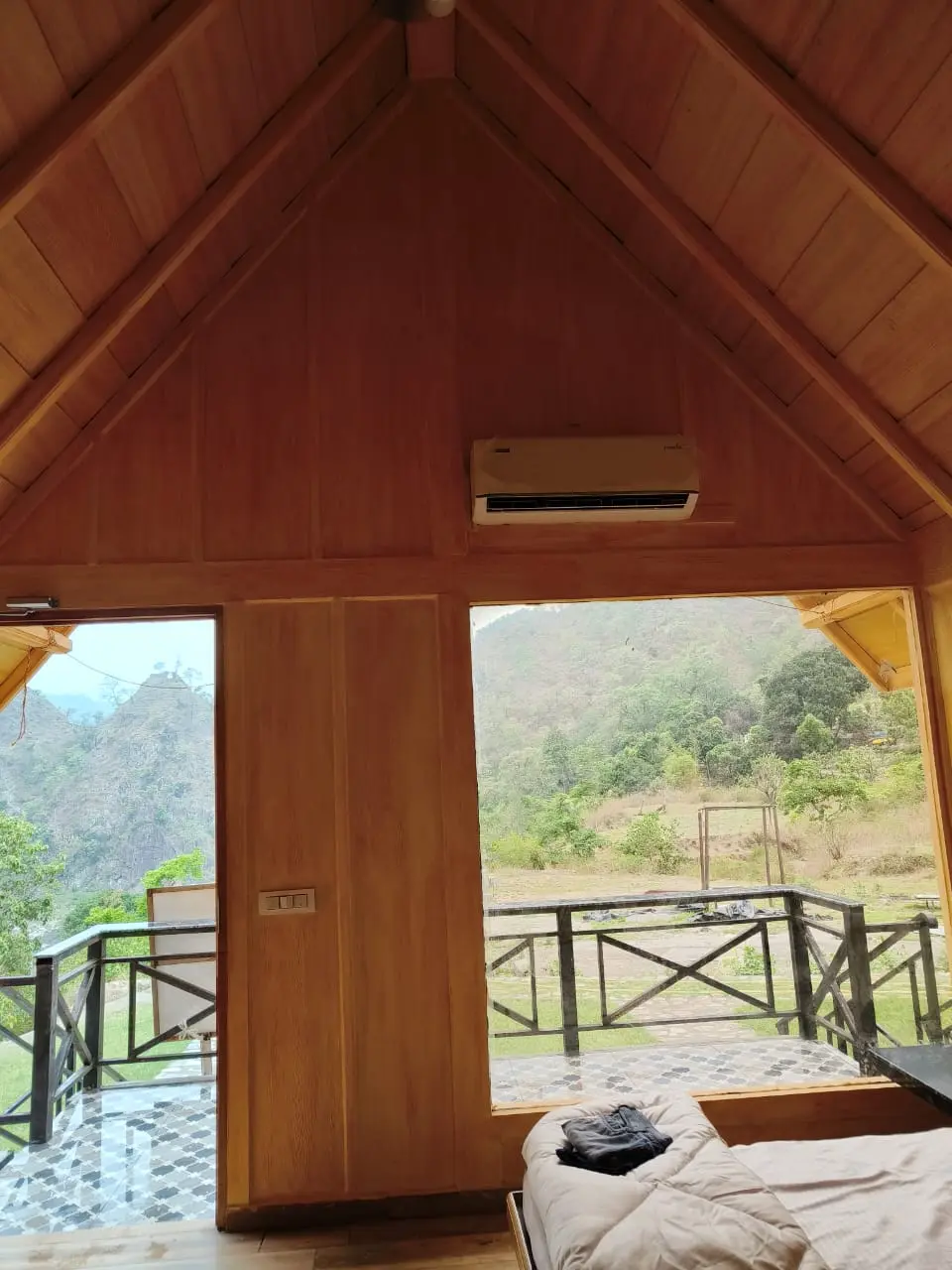 Luxury Forest View Suite Bedroom at Corbett Lads Resort
